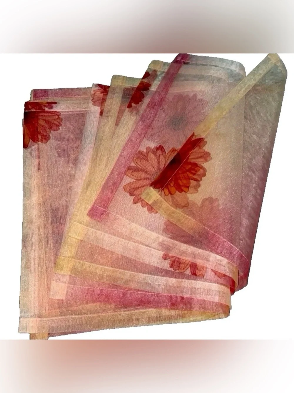 Bodrum Placemats Set of 12 Sheer Dahlia Orange Yellow Floral 14